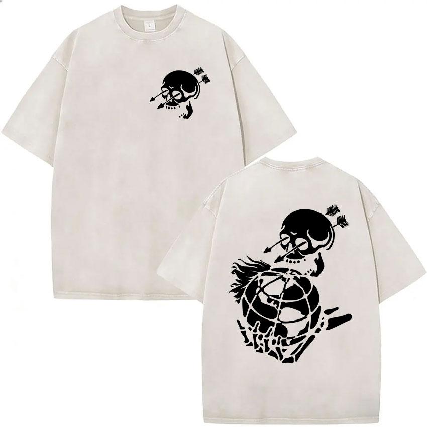 Forward Observations Group T-shirt Lavata Vintage Scheletro Uomo Gotico Oversize Girocollo Manica Corta T-shirt Y2k Streetwear