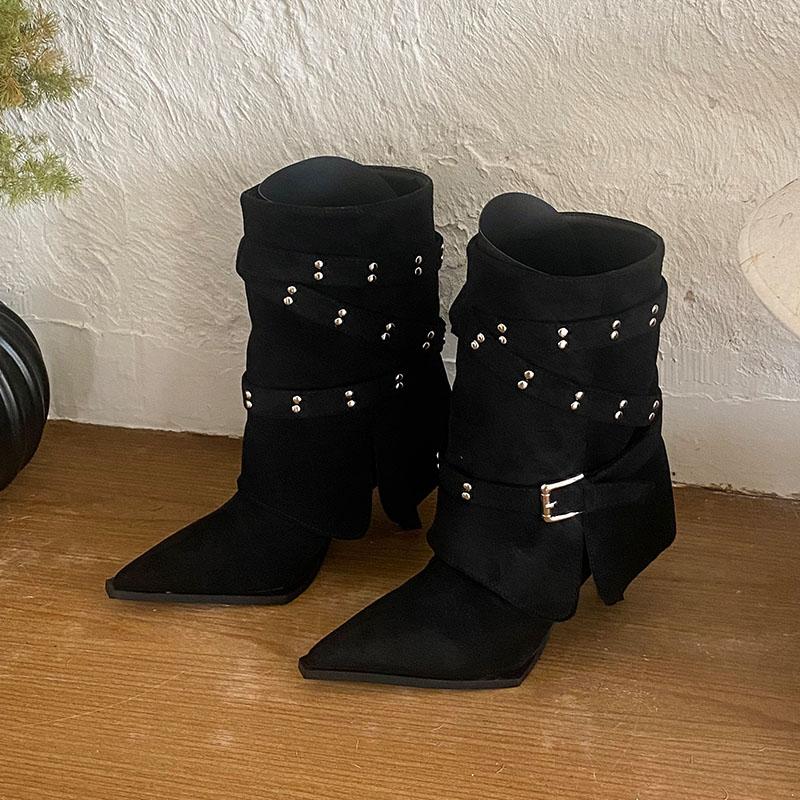 

Мода Мода Заклепка Современные Женские Ботильоны на Каблуке Обувь Пряжка Обувь Острый Носок Женские Короткие Ботинки Женские Туфли леди 35 чёрный