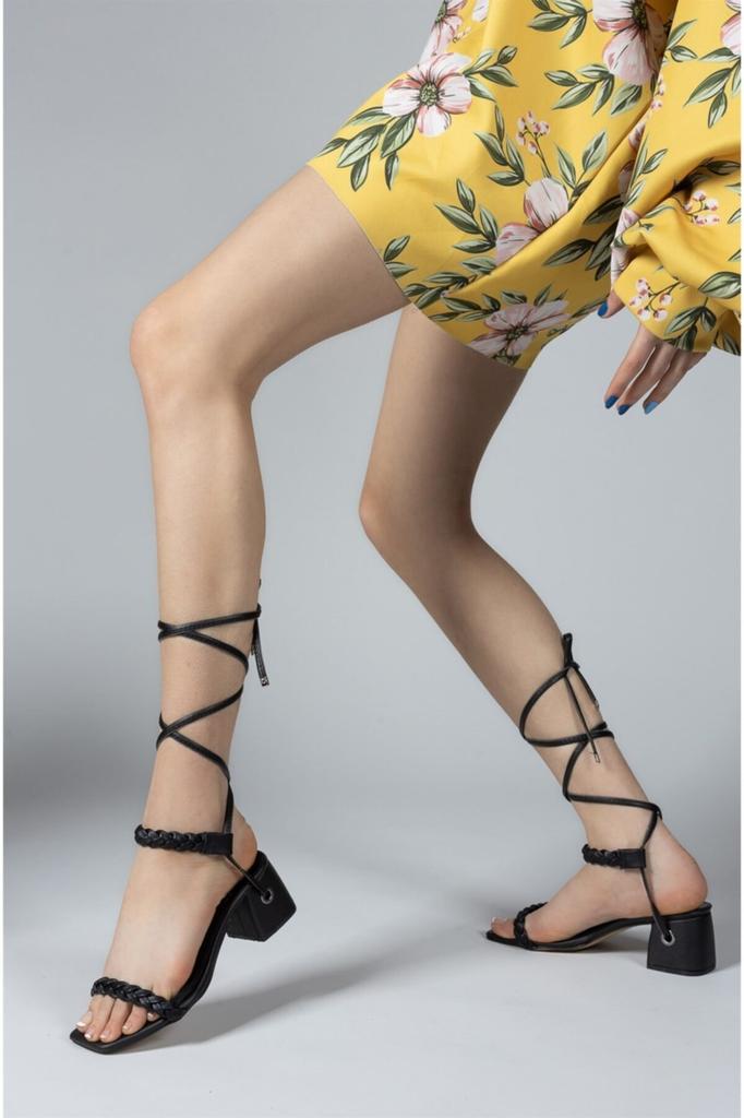 Damskie sandały na co dzień Czarne skórzane letnie buty 