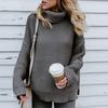 Women Long Sleeve Loose Turtleneck Knitted Sweater Jumper Pullover Top Blouse