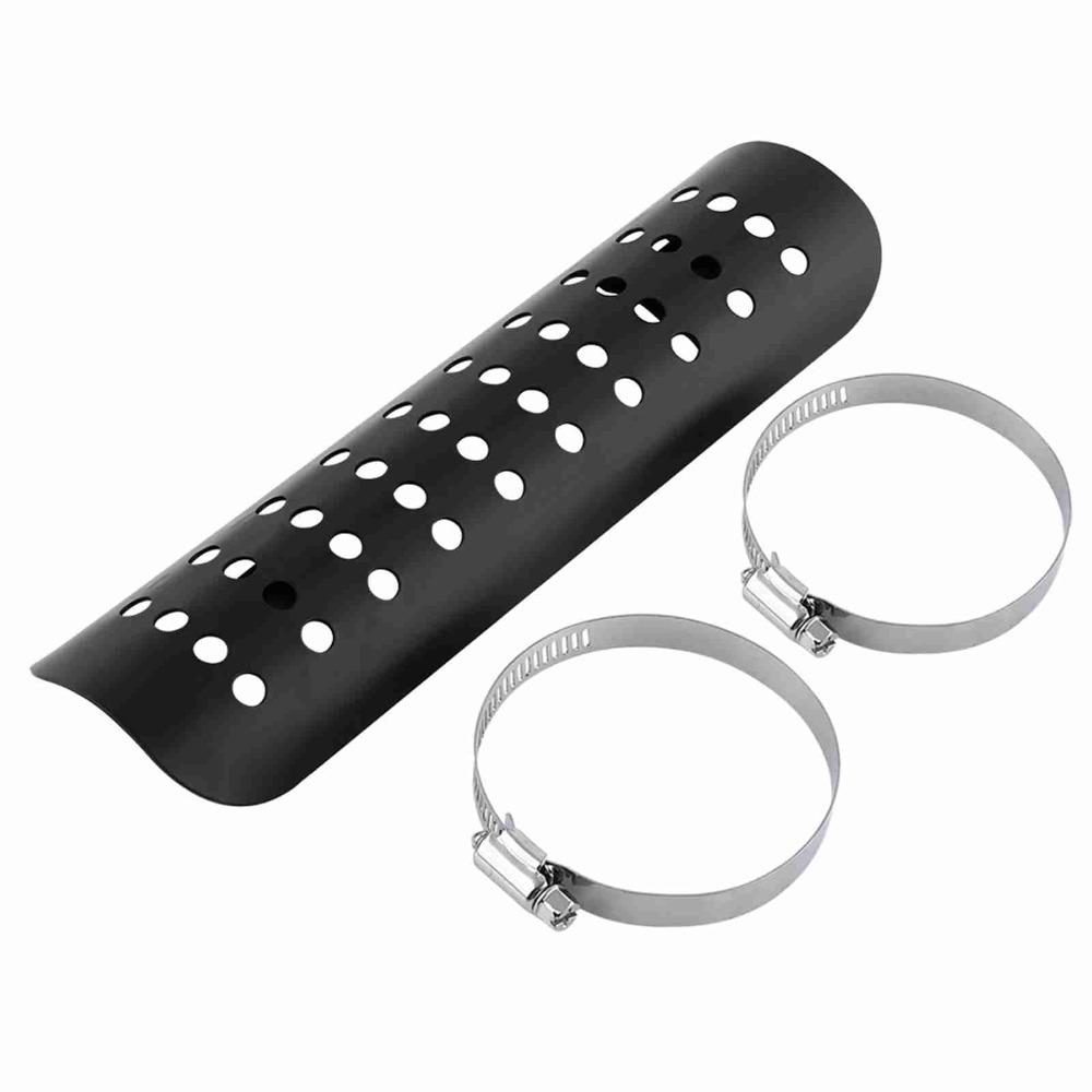 Aluminum Motorcycle Heat Shield Ventilation Hole Stainless Steel Clamps Exhaust Heat Cover Thermal Insulation Scratch