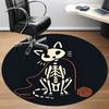 1pc Cat Skeleton Office Round Area Rug,  Mat Suitable For Office, Under Office Chairs Bedroom Living Room Home Decor, Room Deco