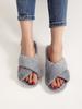 Crossed Plush Slippers Autumn and Winter Four Seasons Indoor New Warm Leak Toe Fluffy Slippers