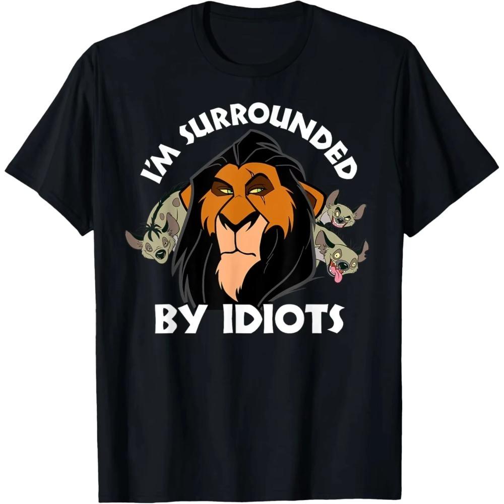 Liūto Karaliaus Skaro Rašto Marškinėliai Vyriški Moteriški Viršutiniai Drabužiai T-shirt Atsitiktiniai Poros Unisex Vasaros Gatvės Stiliaus Per dydį Trumpomis Rankovėmis