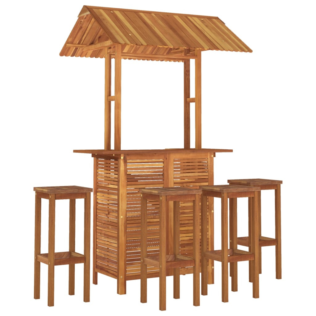 5-teiliges Garten-Barservice Massives Akazienholz