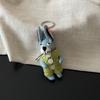 Rabbit Wool Felt Animal Pendant Little Pig Cartoon Keychain Cute Rabbit Keyring  Unisex