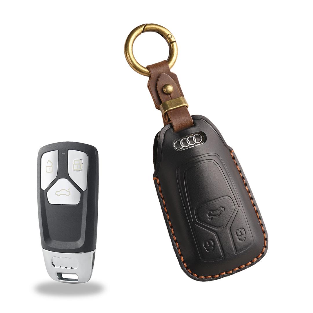 

[2018 Ауди] Чехол для ключа автомобиля брелок чехол для ключа автомобиля Воловья кожа Ручная работа Подходит для TT A4 A5 S5 Q5 Q7 SQ5 чёрный