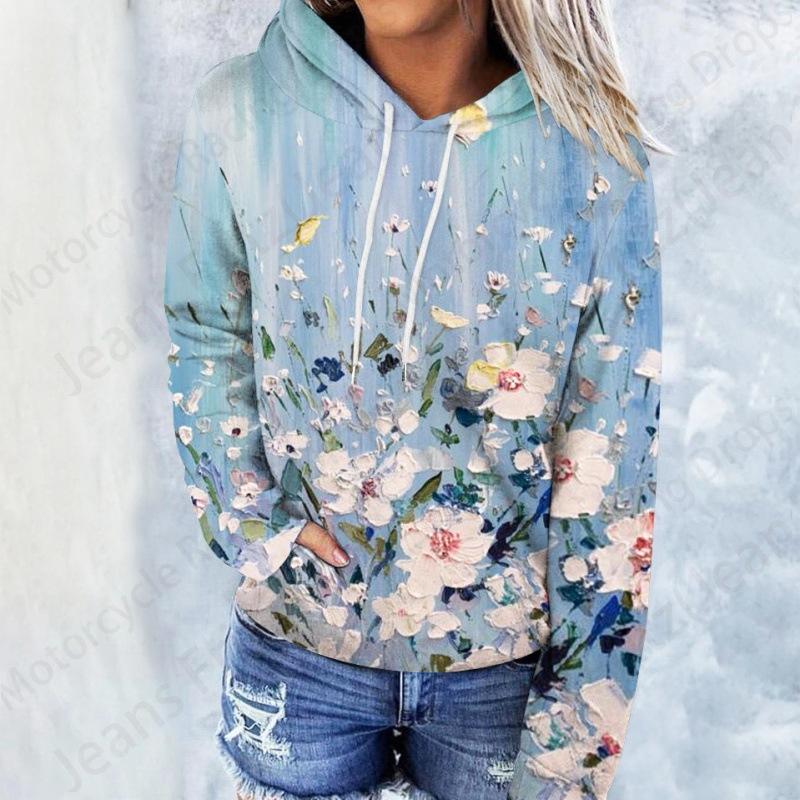 Floral Daisy 3d Print Hoodie Women Fashion Oversized Hoodies Women Sweats Coat Hooded Sweats Pullover Women's Clothing Flower