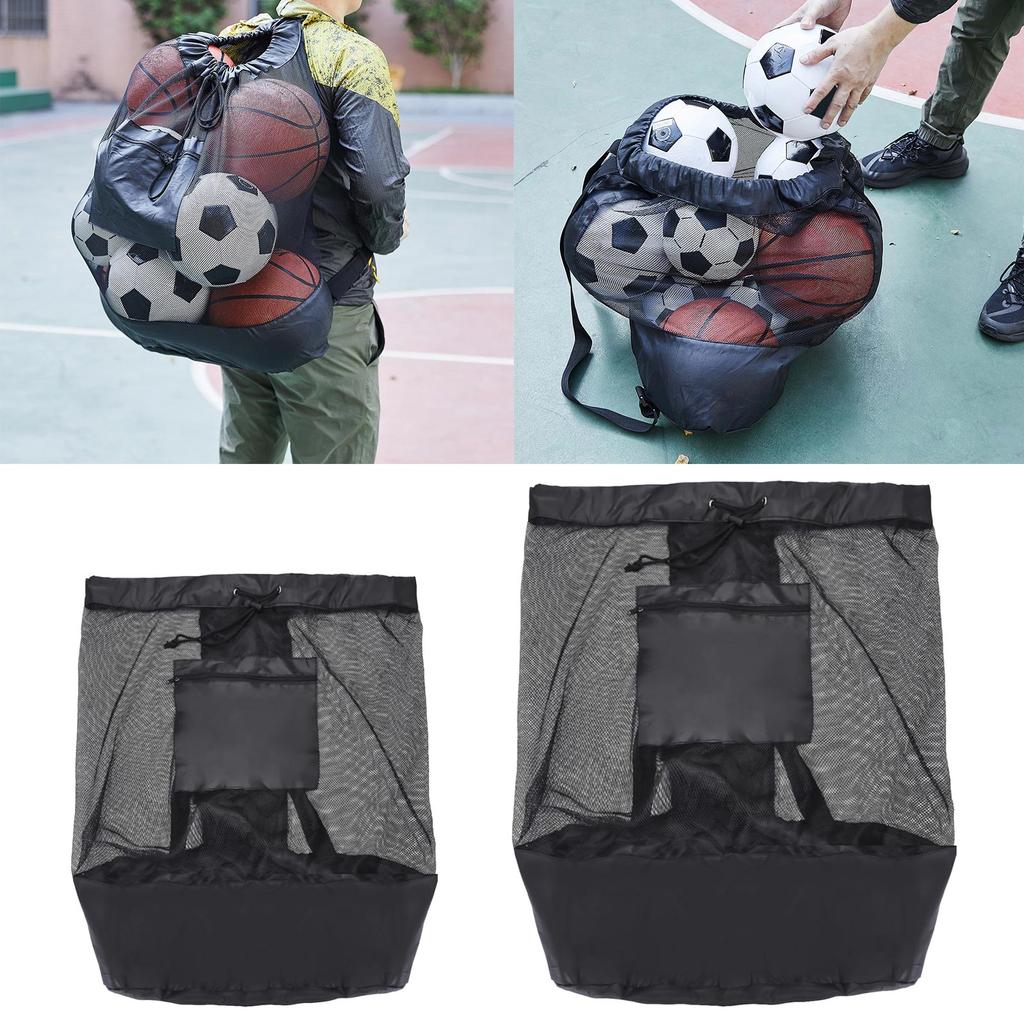 Portable Sports Ball Bag Large Capacity Football Net Bag Mesh Soccer Ball Carry Bag for Carrying Basketball Volleyball