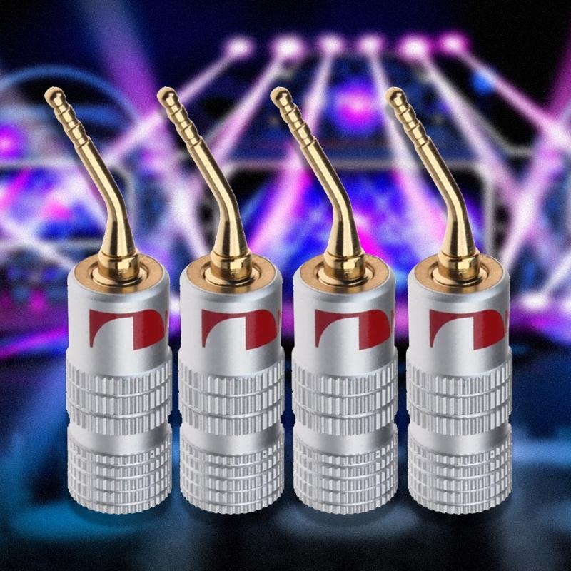 4Pcs/Set Audio Jack Plug 2mm Gold-Plated Banana Plugs Video Speaker Plug Adapter Easy to Install