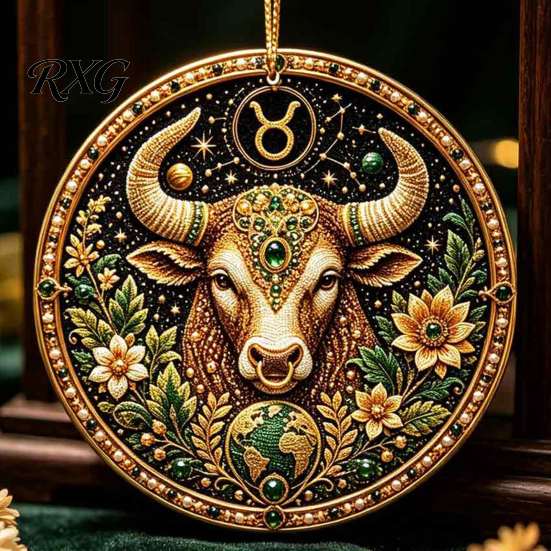 Acrylic Constellation Pendants 2D Flat Pearl Painting Ornament, Double Sided Zodiac Theme Hanging Gem Home Ornament Art Craft, Rhinestone Beads