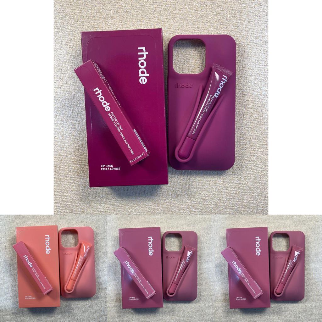 Set Custodia per Telefono in Silicone Lucidalabbra Rhode per iPhone 16 con Funzione Antiurto e Supporto