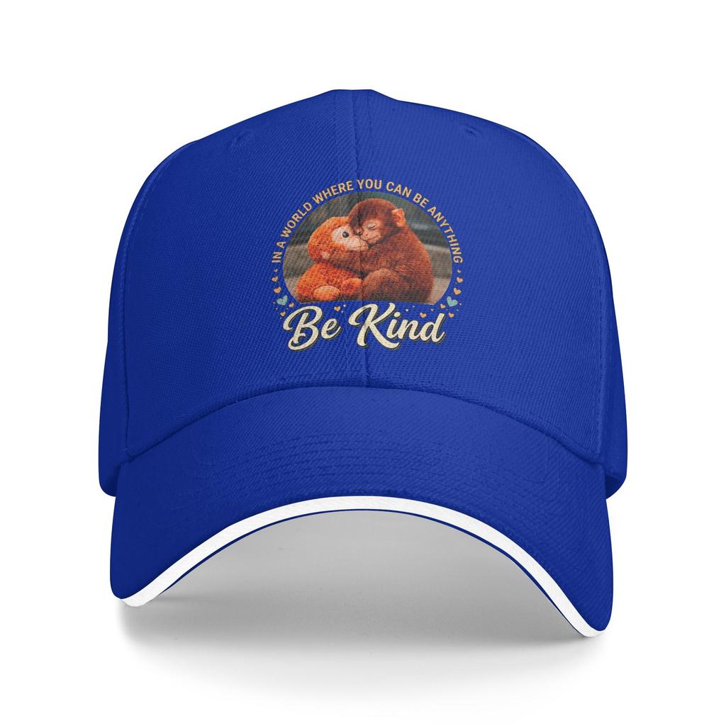 In the World Where You Can Be Anything Be Kind Monkey Punch Sun Baseball Cap Summer Unisex Design Trucker Hat Fashion Snapback Cap