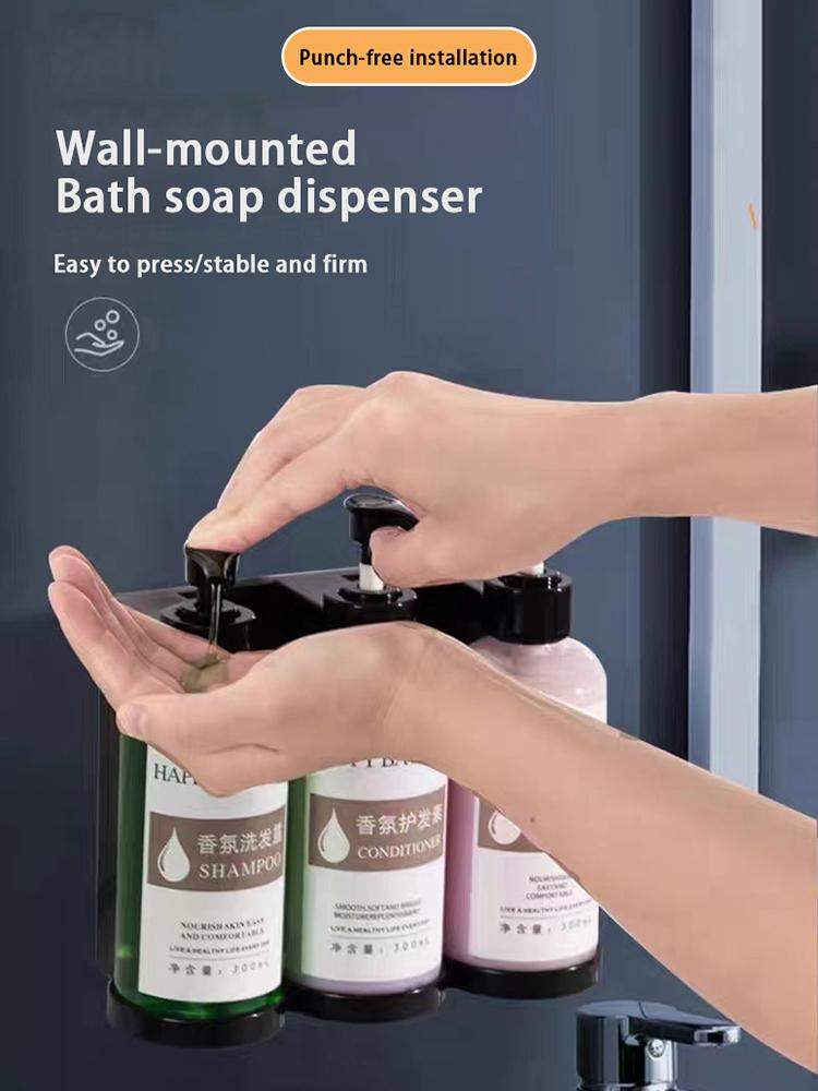 Wall Mounted Manual Soap Dispensers Hotel Shampoo and Shower Gel Separate Bottles Bathroom Shampoo Bottles with Pumps Drill