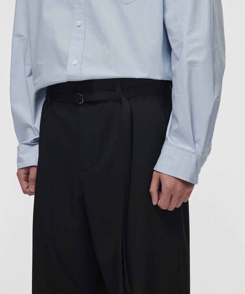MUSINSA STANDARD Narrow Belt One-Pleat Wide Slacks [Black]