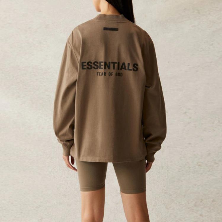 Fear of God Essentials SS21 Lange Mouw T-shirt Unisex Tops Taupe FOG-SS21-558