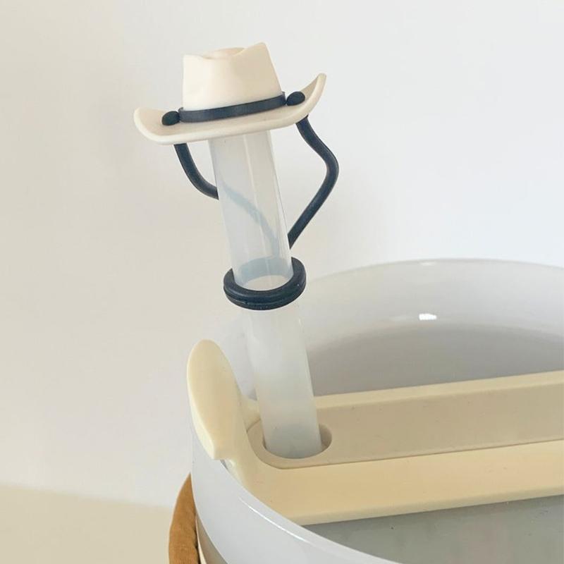 Cowboy Hat Straw Cover Cap For Tumbler Cup 30&40 Oz 10Mm Cowgirl Hat Silicone Straw Topper Protector Lid