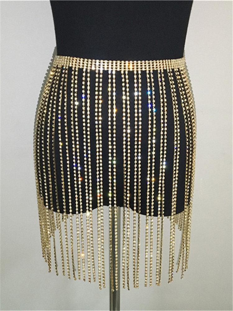 Tassel Belly Waist Chains Crystal Beach Body Chain Fashion Waist Jewelry Rave Body Accessories for Women and Girls