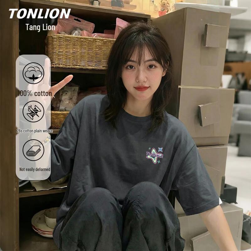 TonLion Women s Pure Cotton Cosmic Star Graphic T-Shirt 2XL