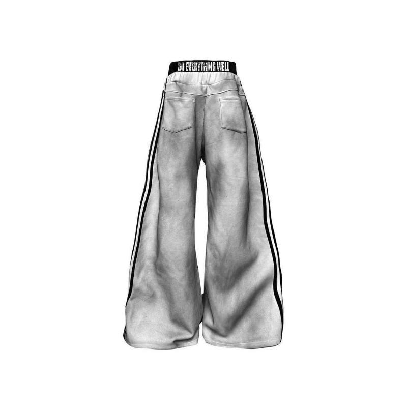 Ευρωπαϊκό και Αμερικανικό street print με γράμματα vintage μόδα φθινόπωρο και χειμώνας φαρδιά κομψά ίσια παντελόνια