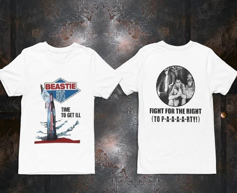 Vintage 80s Beastie Boys Time To Get Ill Fight for the Right White Unisex T-shir
