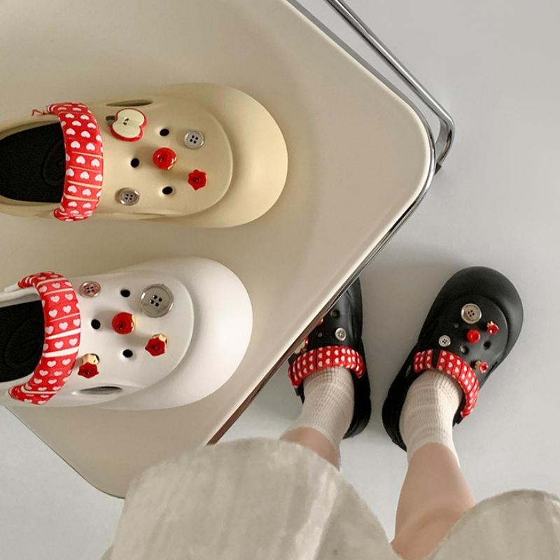 Fashion Women Fashion Clogs Indoor Street Slippers Cute DIY Apple Summer Autumn Platform Shoes Soft EVA Female Daily Walking Sandals
