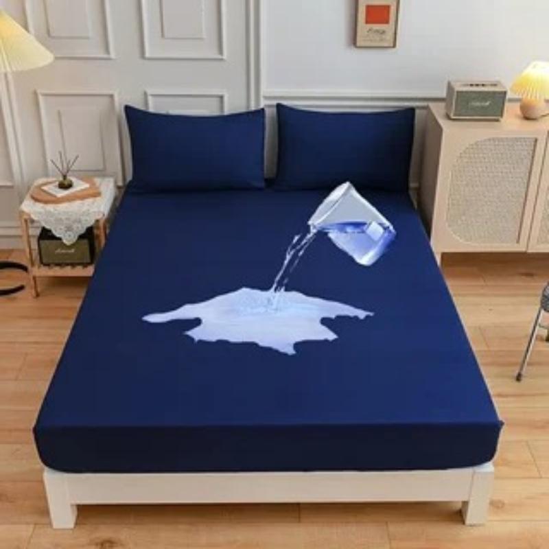 Safe Waterproof Mattress Protector, Soft Comfortable Breathable Solid Color Bedding Mattress Cover Fitted, No Pillowcases