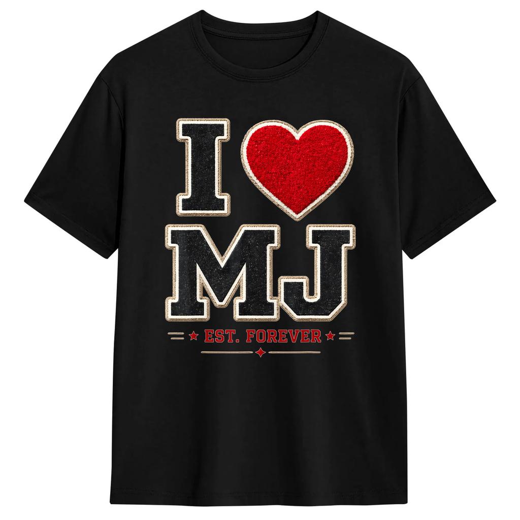 Retro I Love MJ TShirt Summer Cotton TShirts For Unisex Pattern Tee Shirt Short Sleeve Streetwear Clothes
