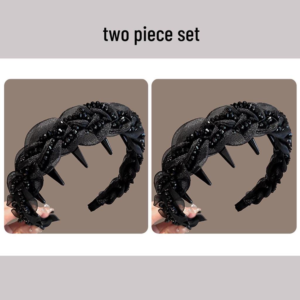 2025 Hoher Krone Schwarzes Netz Strass Stirnband - Feminines Luxus Haaraccessoire