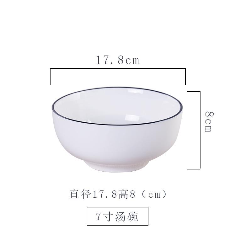 Black Line Tableware, Dish Set, Spoon Bowl, Plate, Simple Vegetable Plate, Ceramic Tableware Set, Bowl