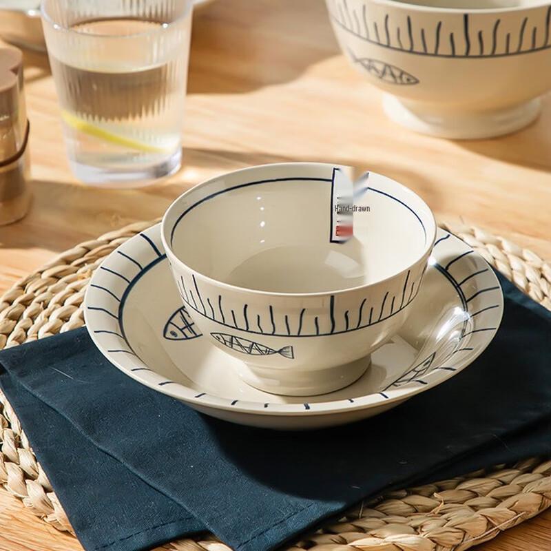 Ru Han Japanese Style Happy Fish Ceramic Bowl Set
