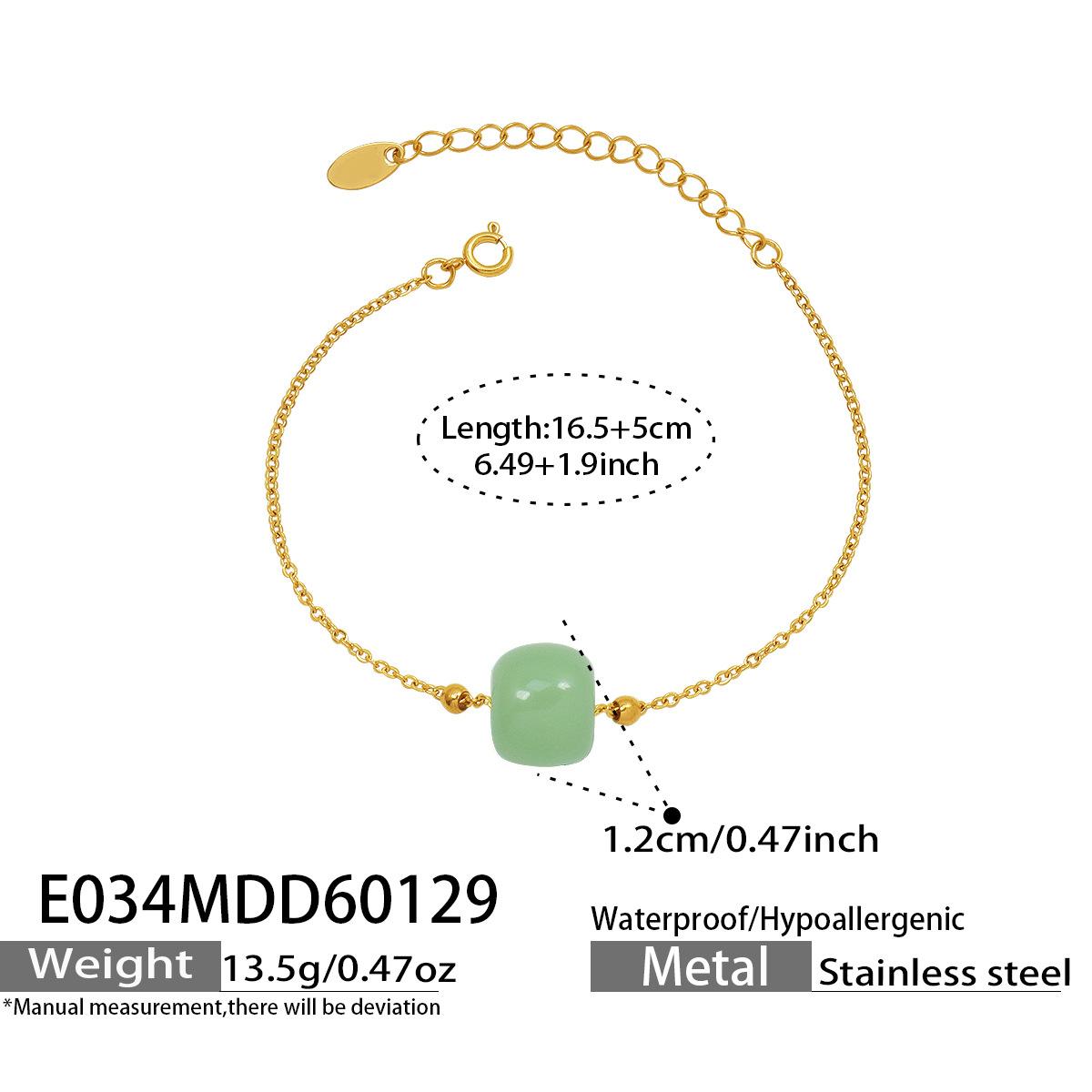 Hetian jade round bead pendant bracelet, collarbone chain, simple, gentle, fashionable, new Chinese-style jewelry set E034-Bracelet