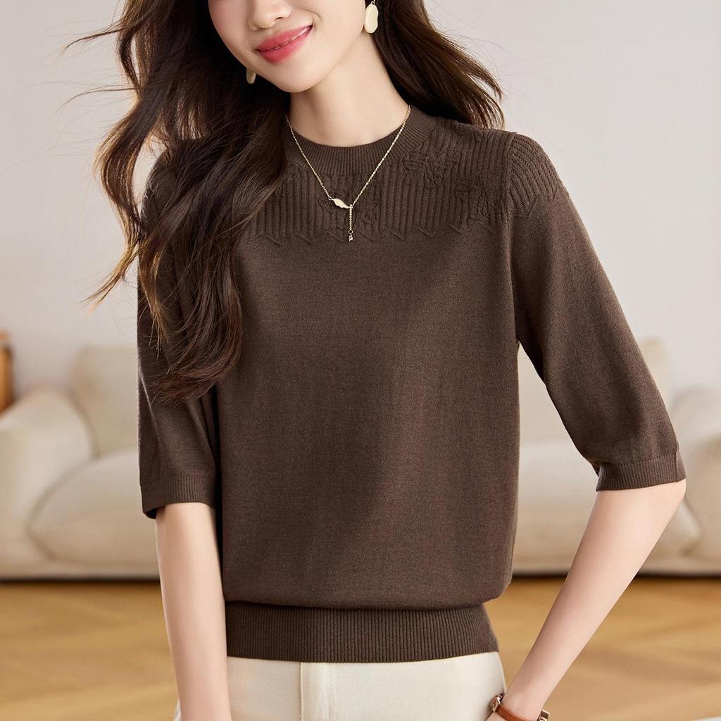 2025 Damkofta i högkvalitativ ull med sjuärm - Perfekt för vår, höst, vinter