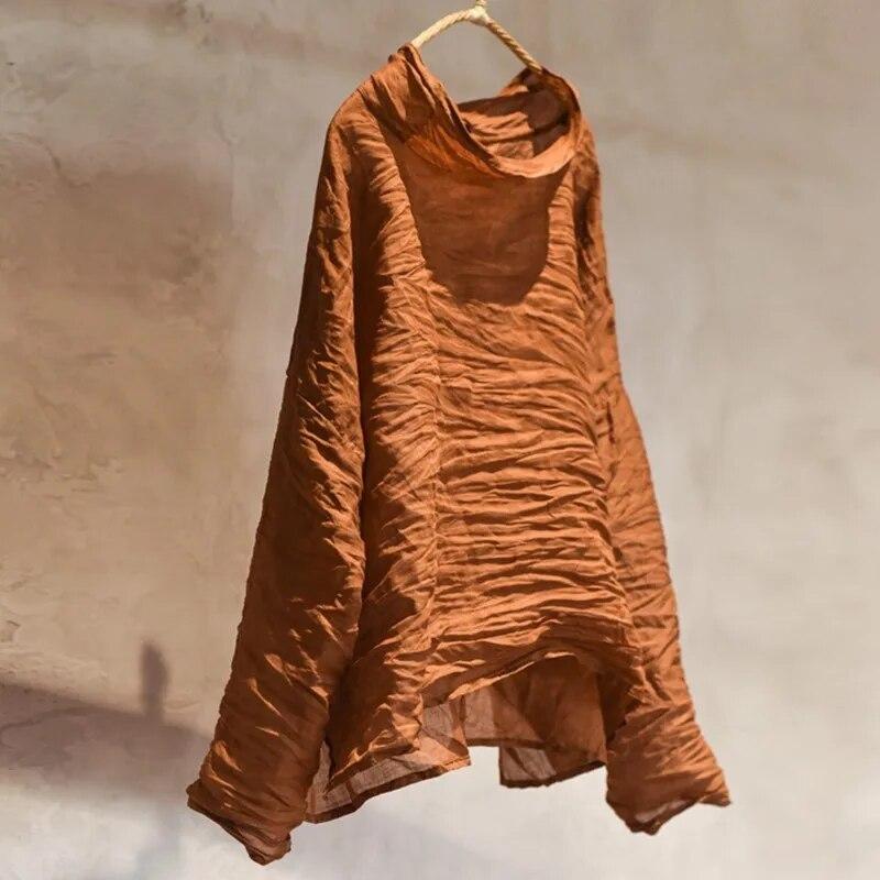 Johnature Dame Genser T-skjorter Langermet Ensfarget Vår T-skjorter Vår Dame Casual Løse T-skjorter