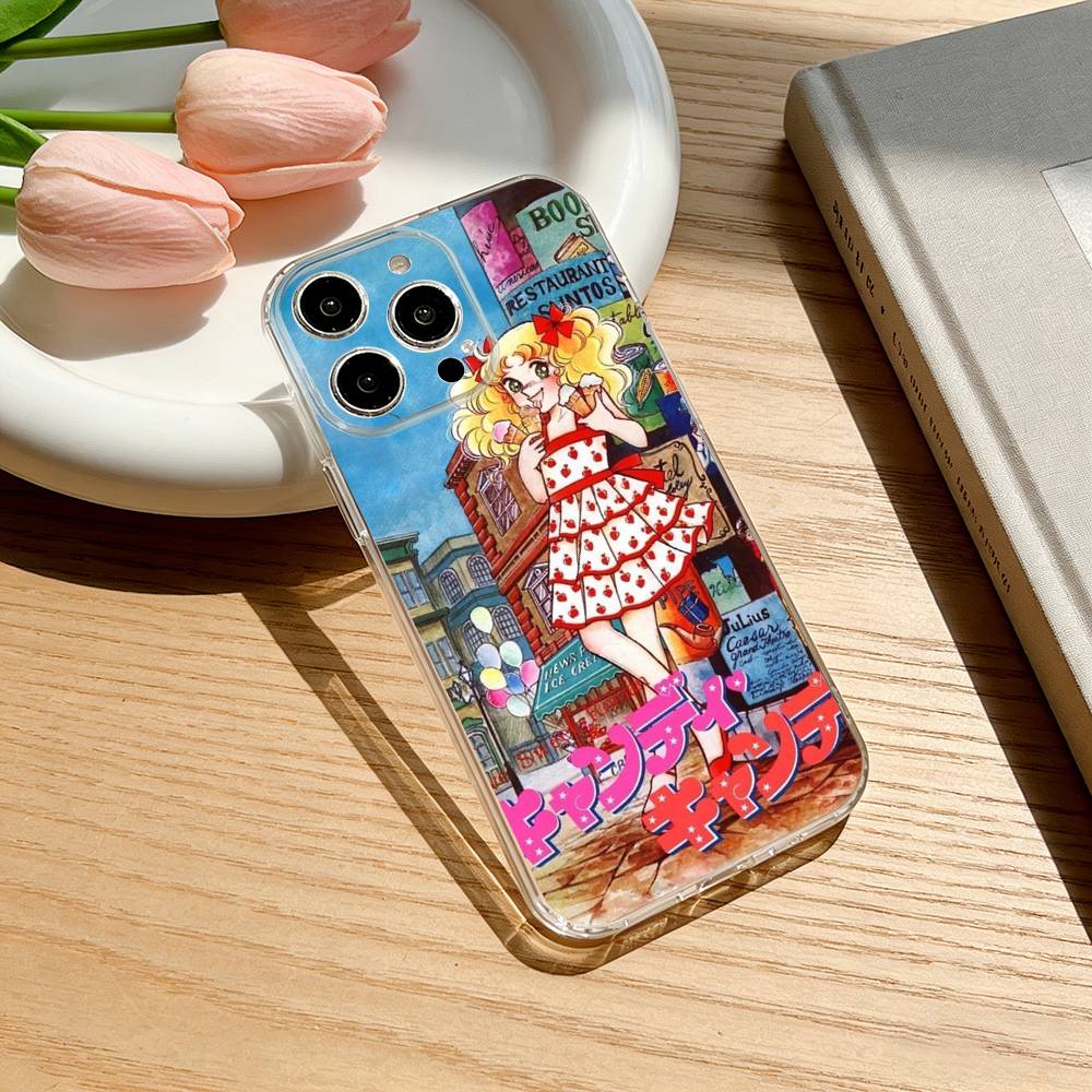 Candy 90s Anime Phone Case For iPhone 17 16 15 14 13 12 11 Mini Pro Max Plus Transparent Cover