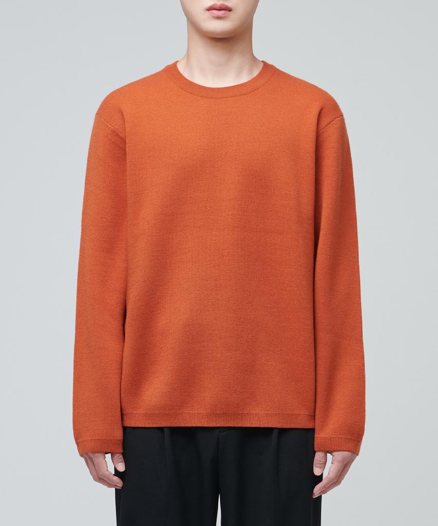 MUSINSA STANDARD Minimal Crew Neck Knit [Tangerine]