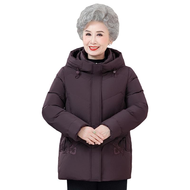 Grandma's Women's Winter Duck Down Jacket for Middle-Aged & Elderly - Festive Chinese New Year Coat 2026