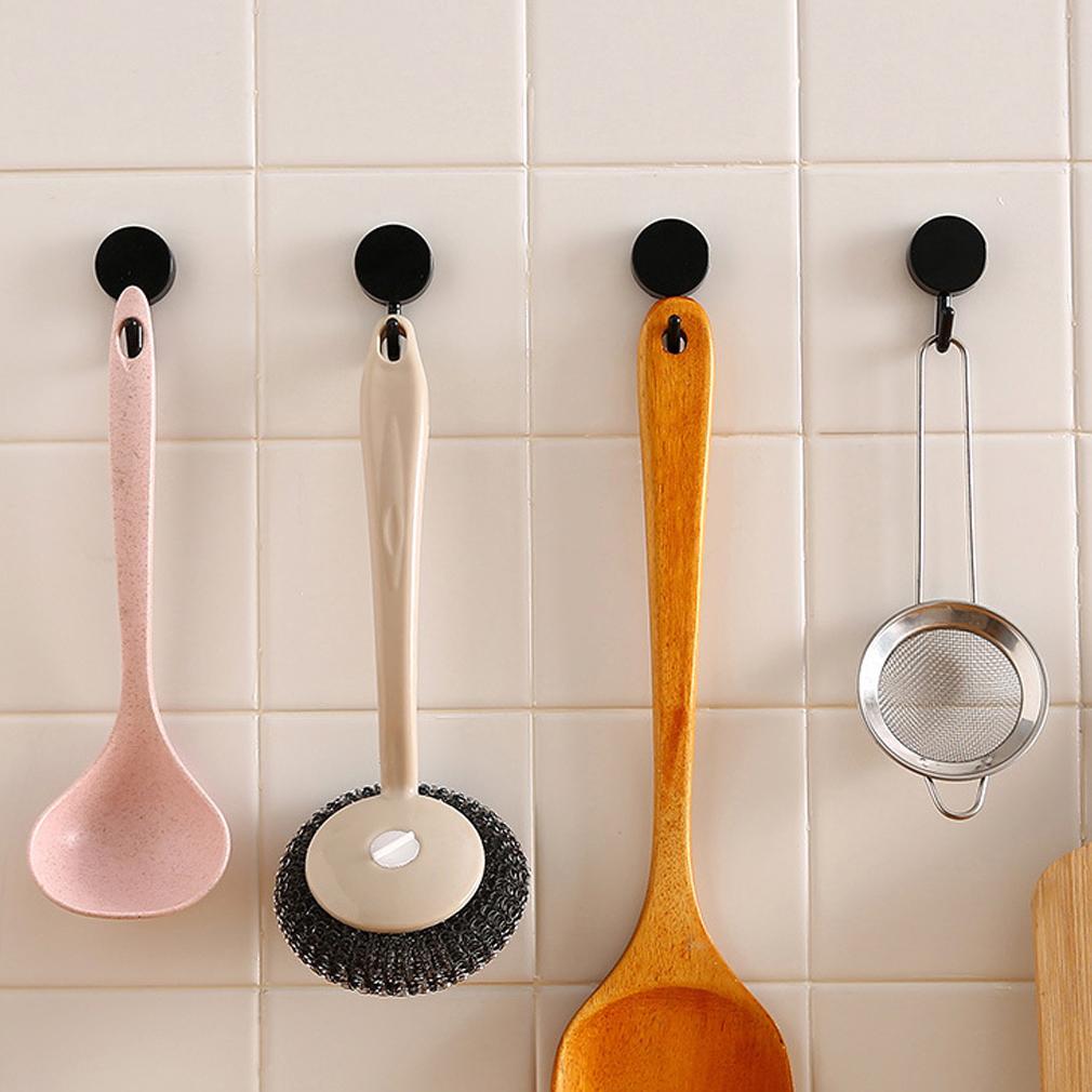 5Pcs Self Adhesive Wall Hook Strong Without Drilling Coat Bag Bathroom Door Kitchen Towel Hanger Punch-free Plastic Hooks Home Storage Accessories
