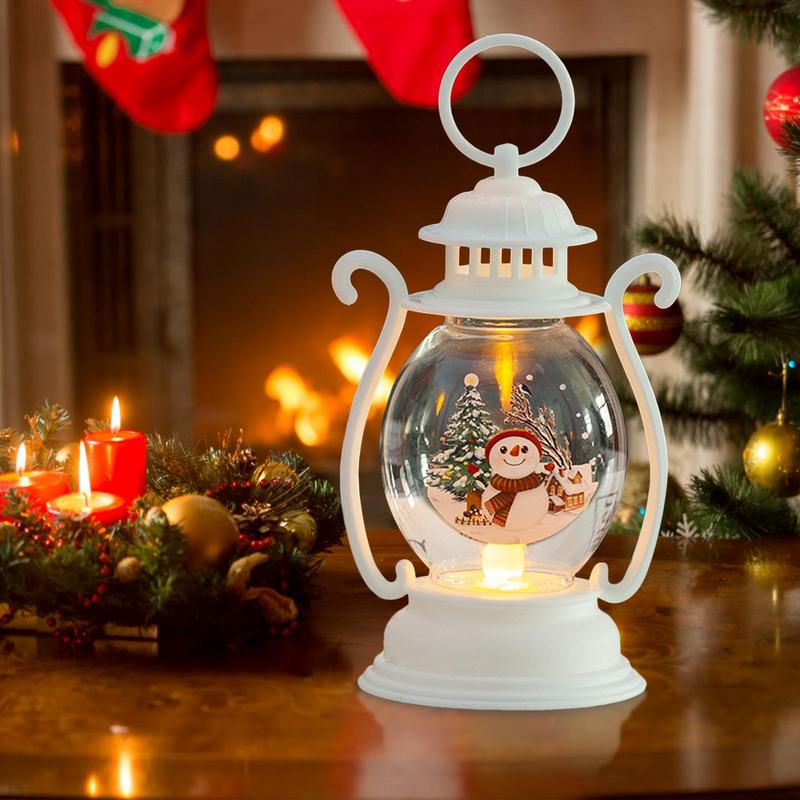 2025 Nowy Świąteczny Lampion Kula Śnieżna ze Sceną Świętego Mikołaja Oświetlona Lampa Świąteczna z Pierścieniem do Przenoszenia do Dekoracji Świątecznych