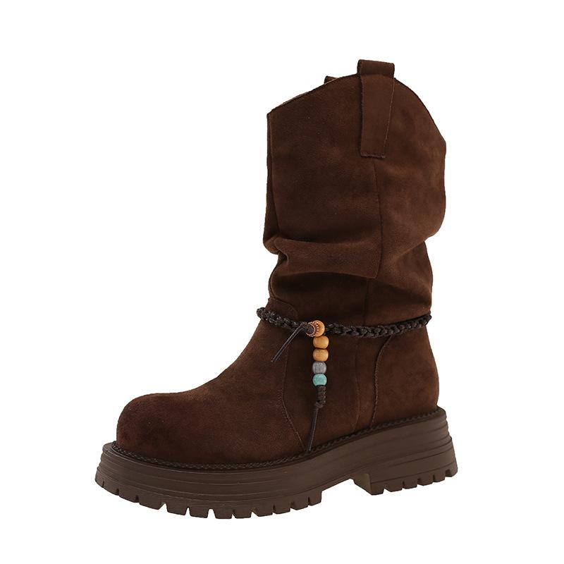 

Короткие ботинки на толстой подошве Детские осенне-зимние новые ботинки Мартин Вестерн Майяр стройнящие и увеличивающие рост ботинки на платформе 40 коричневый