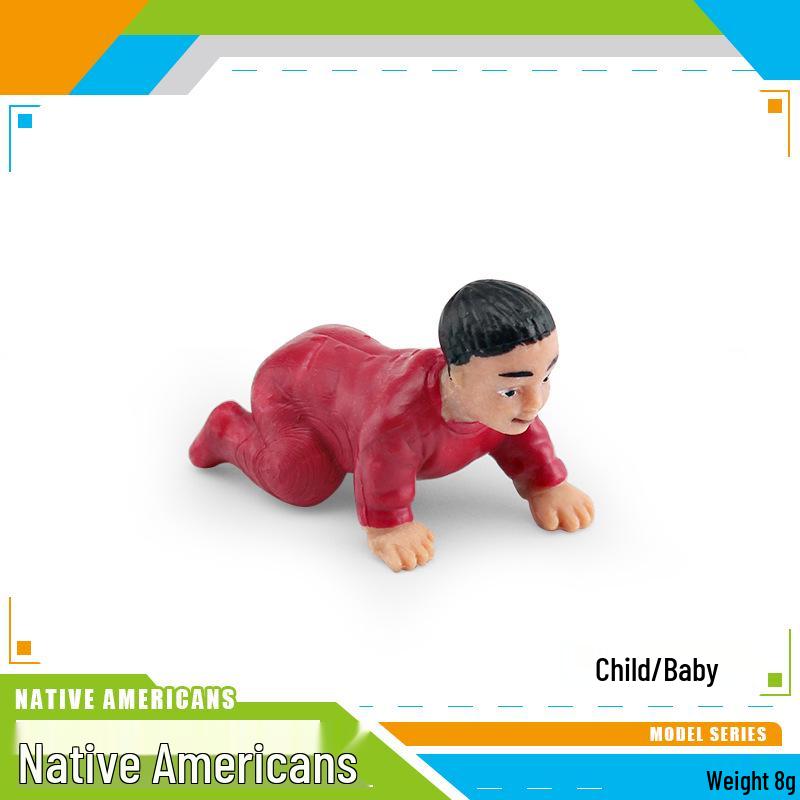 Native American Family Figurine Set: Dad, Mom, Grandpa, Grandma, Baby