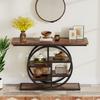 Tribesigns 105cm Industrial 6 Tier Console Table Circle Base Narrow Wood Storage Shelves Sofa Table for Living Room Hallway