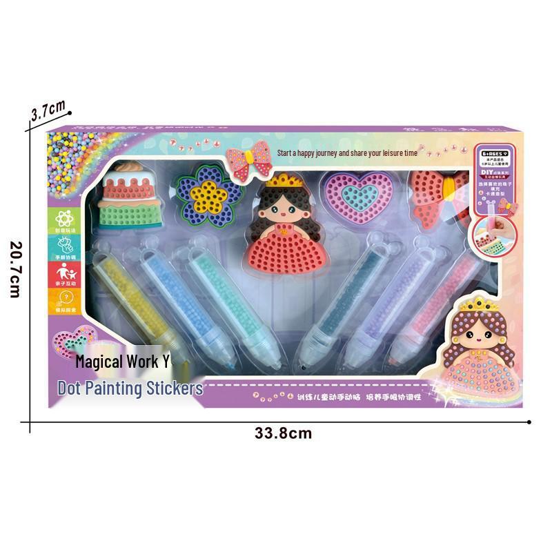 Set de Pegatinas DIY con Bolígrafo de Diamantes Princess & Animal para Niñas