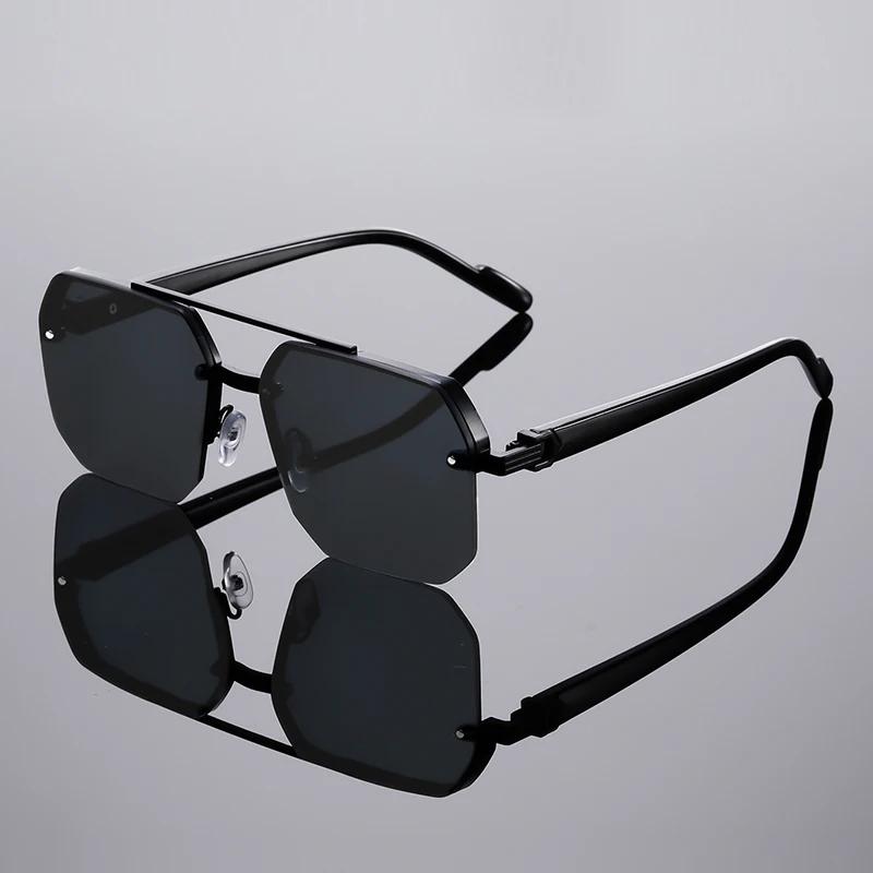 GM LUMIAS Oversized Semi-rimless Sunglasses Men Fashion Vintage Gradient Casual Shades Luxury Brand Design Outdoor Sun Glasses