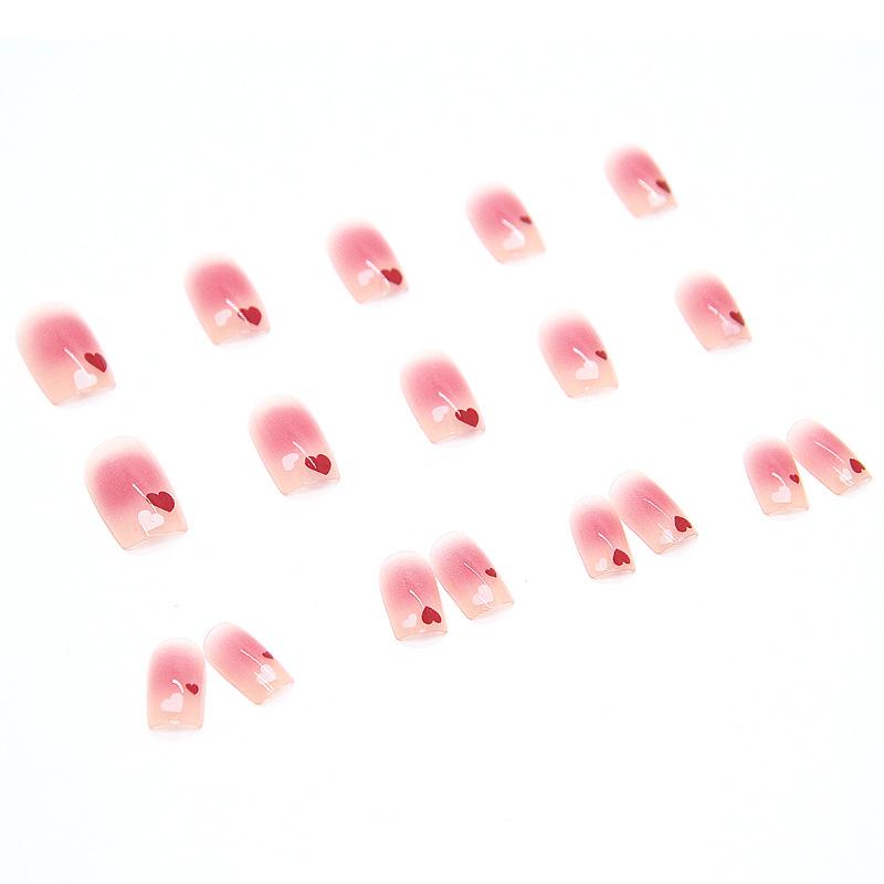 24 Pcs High-end Finished Products Can Be Manicure Patch Wearable Nail Sticker Ballet Nail Pink Ice Through Love Gradual Change