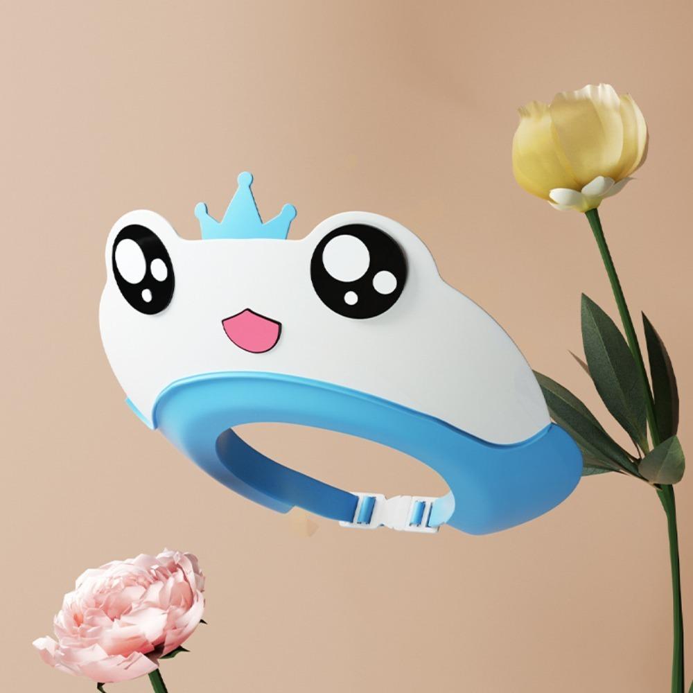 

Cartoon Baby Shower Cap Frog Shape Bath Visor Cute Hair Wash Hat Kid Bath синий