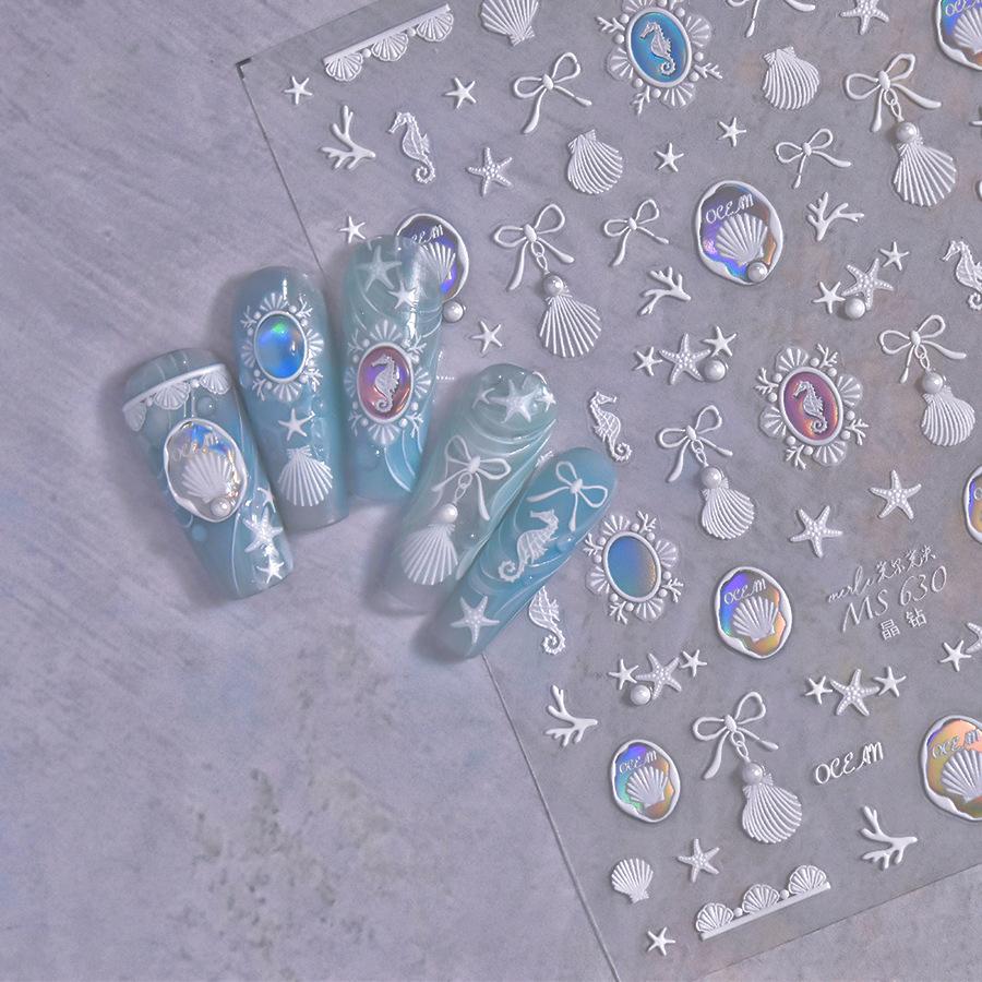 Shiny Blowing Bubble Nail Decorations Stickers 5D Shell Light Love Cat Bubble Transfer Slider Sticker DIY Manicure Decals