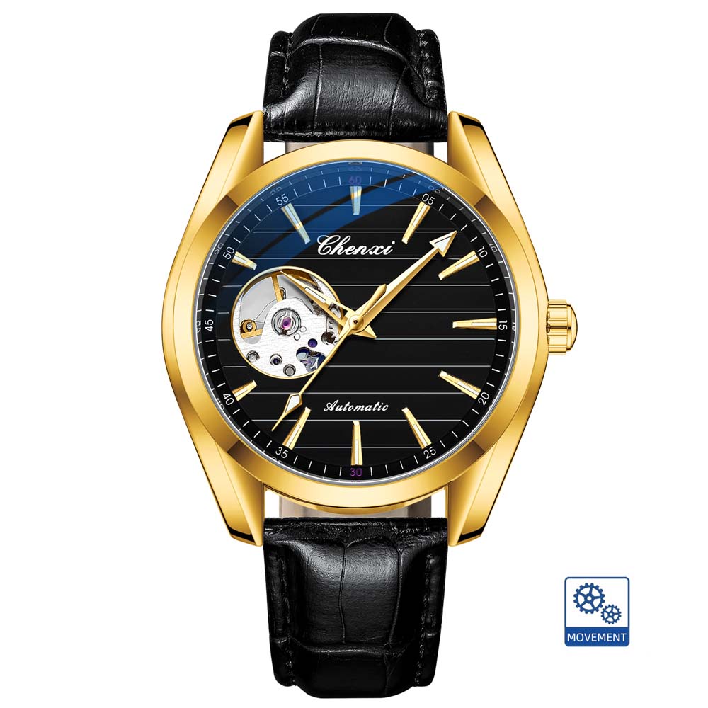 CHENXI Men's Fully Automatic Skeleton Mechanical Watch Water-Resistant Stainless Steel Stylish Mechanical Watch Watches for Man