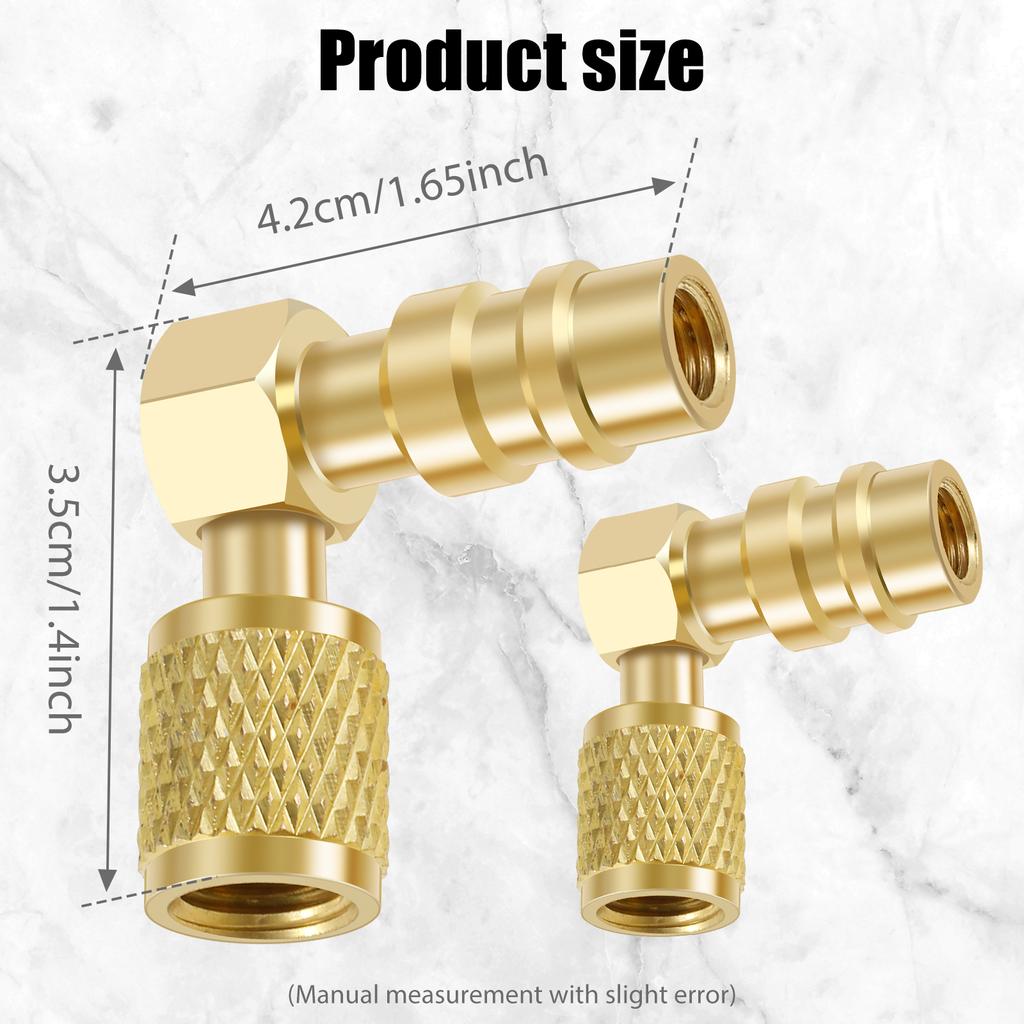 R12 To R134A Conversion Kit AC Fitting Port Retrofit Conversion Adapter 90° High/Low Side Retrofit Adapter Valve Core Remover