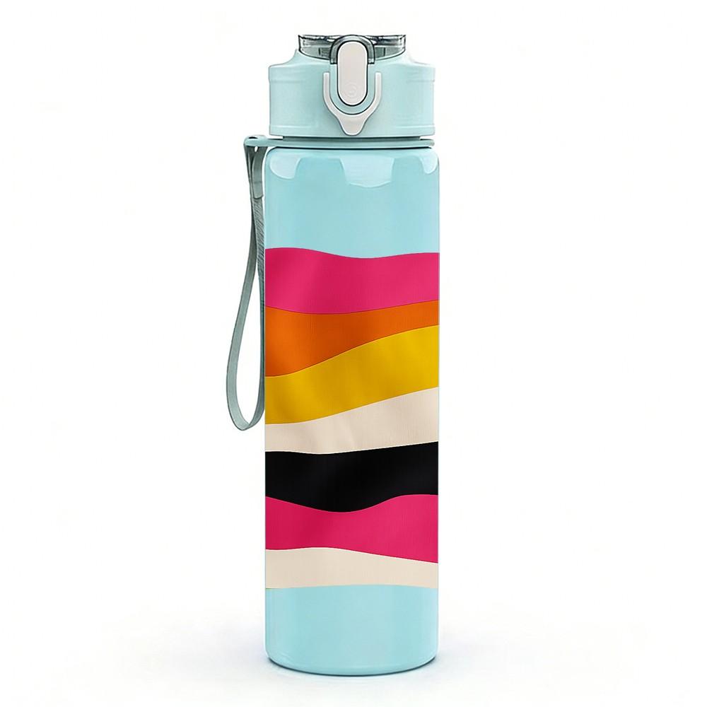 1PC Pride Flag Horizontal Art 750ml Color Plastic Sports Water Bottle Leakproof Flip Straw Lid Suitable for Sports Office Home Use